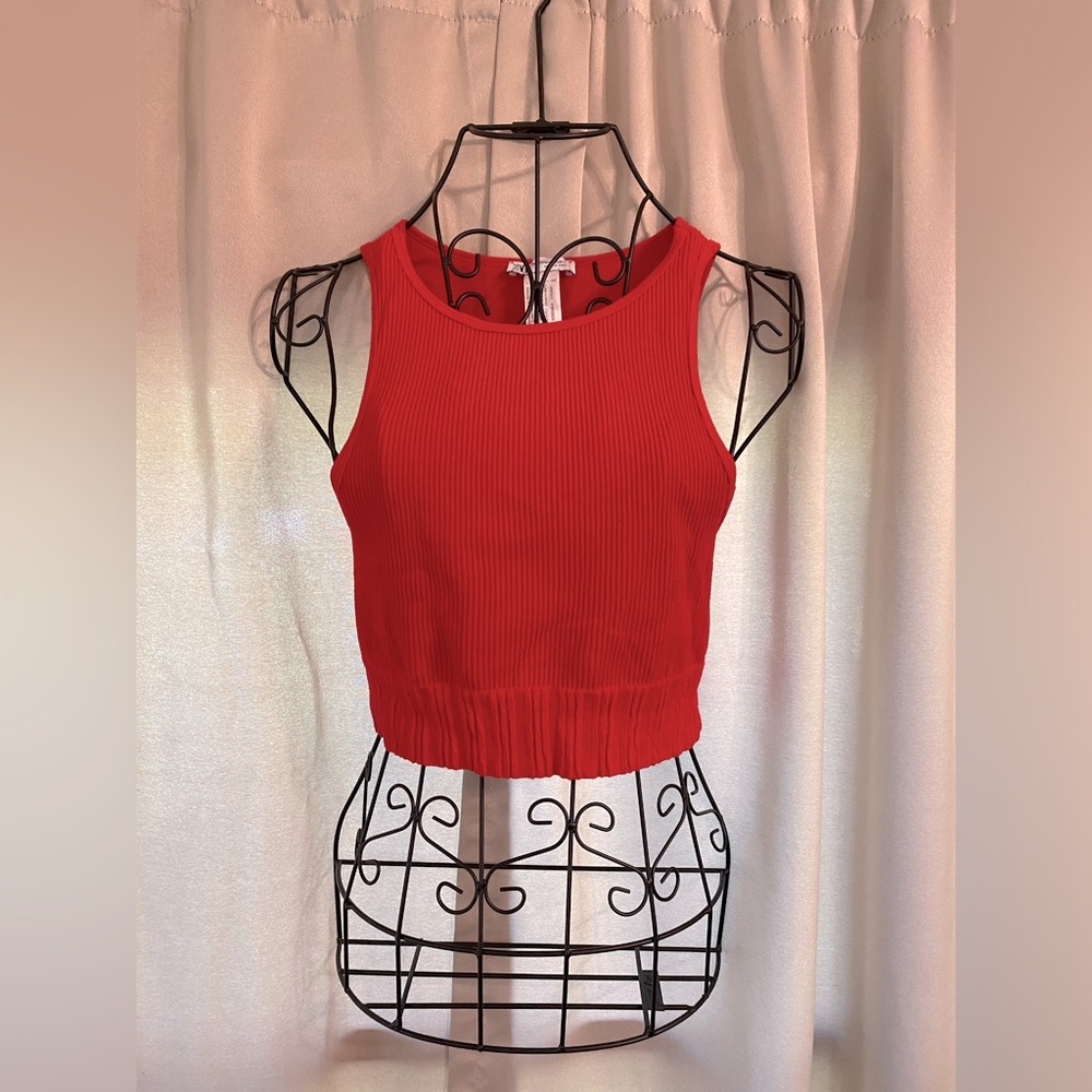 ZARA Red Crop Ribbed Crop Tank Size M-L